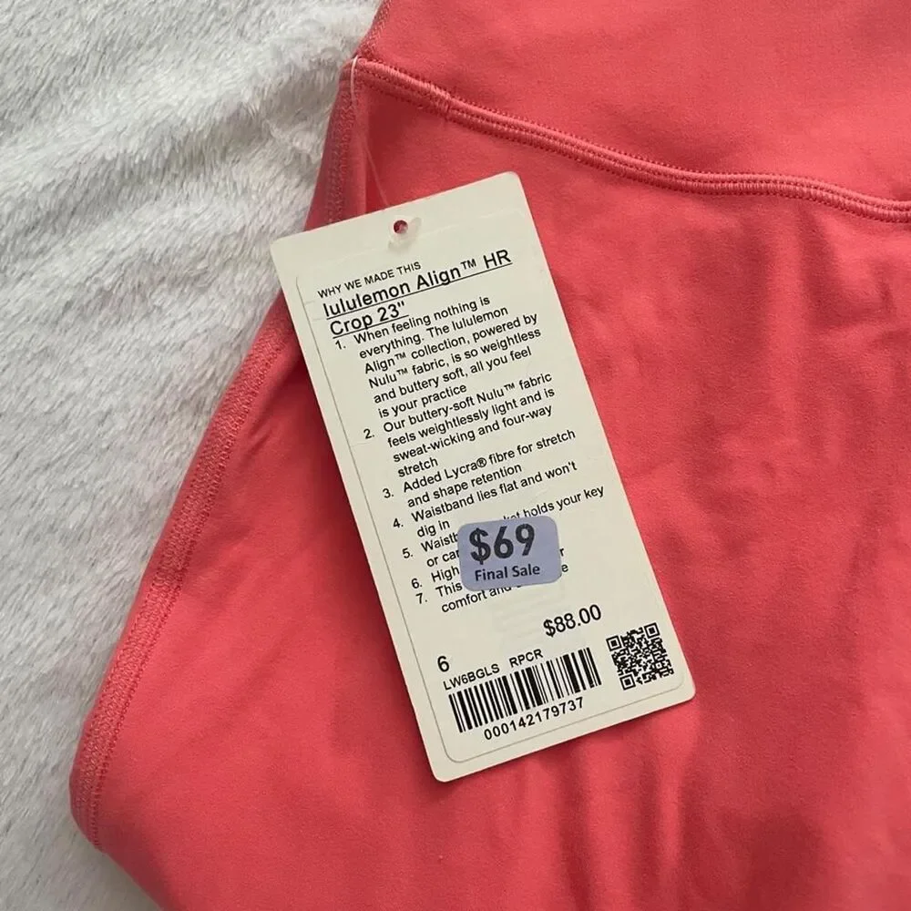 Lululemon Align Leggings Women's 6 NWT Athletic Workout Casual Pink Activewear